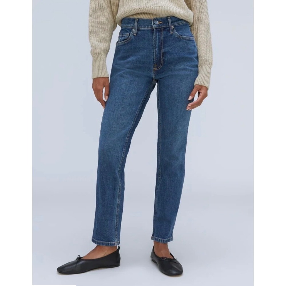 Everlane The High-Rise Cheeky Straight Jean Blue Ankle Denim 29 Ankle Button Fly